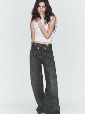 Zara Crossover jeans In grey extra wide baggy